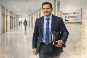 Toronto DUI lawyer walking in Ontario Court of Justice at 10 Armoury Street