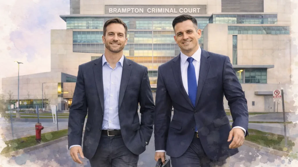 Mississauga domestic assault lawyer with client