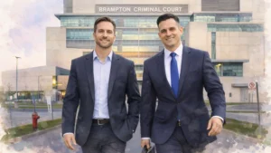 Mississauga domestic assault lawyer with client