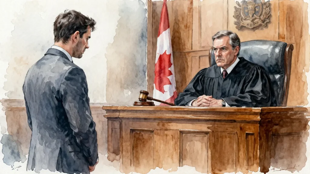 DUI penalties in Ontario defendant standing before judge in criminal court